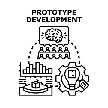 Prototype development concept innovating new product strategy Stock Illustration