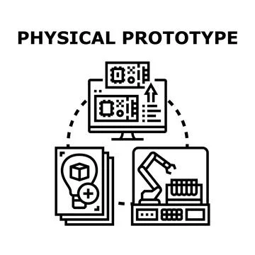 Prototype development cycle creating physical product concept Stock Illustration