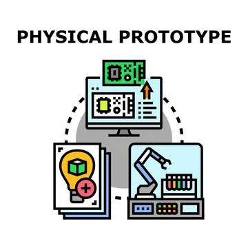 Prototype development cycle creating physical product concept Stock Illustration