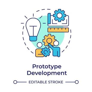Prototype development multi color concept icon Stock Illustration