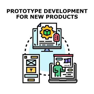 Prototype development for new digital products concept Stock Illustration