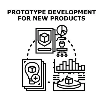 Prototype development for new product creation processing Stock Illustration