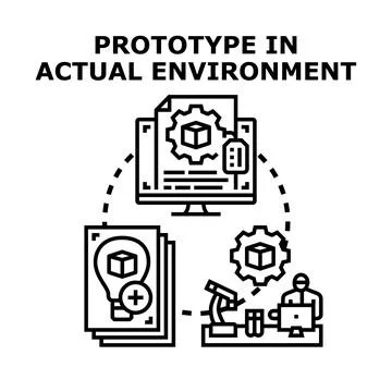 Prototype development process in actual environment concept Stock Illustration