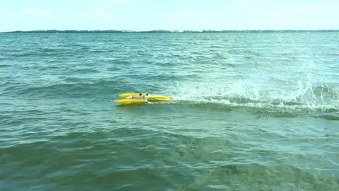 Prototype electric model boat reaching a speed of 100km / h, 62mile / h Stock Footage 134419996