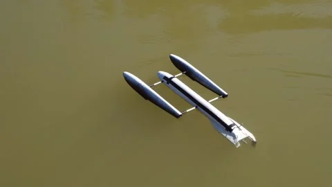 Prototype of an electric model of a ship reaching speeds 100 km per hour Stock Footage 188523880