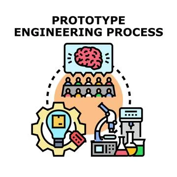 Prototype engineering process developing product solutions concept 库存插图