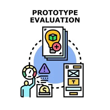 Prototype evaluation process developing new product concepts 스톡 일러스트