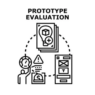Prototype evaluation process developing new product concepts 스톡 일러스트