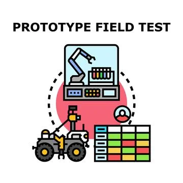 Prototype field test integrating robotics for development and quality Illustrazione stock
