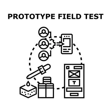 Prototype field testing user experience for software development Illustrazione stock