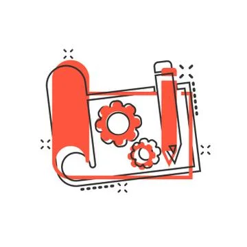 Prototype icon in comic style. Startup cartoon vector illustration on white i 스톡 일러스트