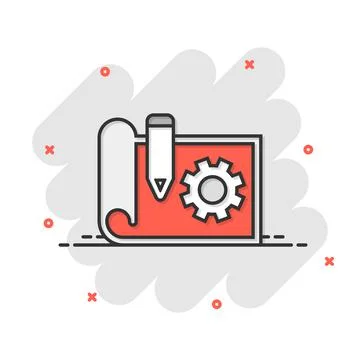 Prototype icon in comic style. Startup cartoon vector illustration on white i Stock Illustration