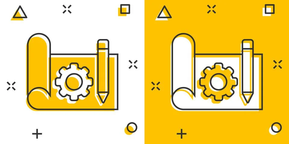 Prototype icon in comic style. Startup cartoon vector illustration on white i Stock Illustration