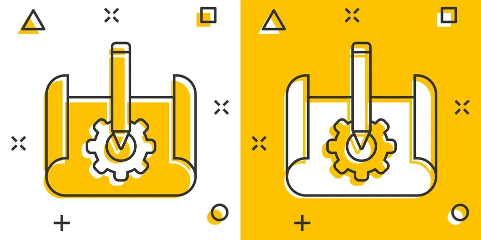 Prototype icon in comic style. Startup cartoon vector illustration on white i Stock Illustration