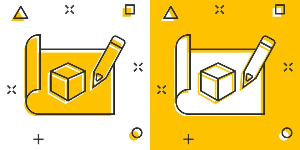 Prototype icon in comic style. Startup cartoon vector illustration on white i Stock Illustration