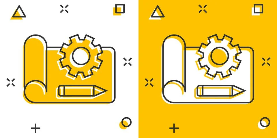 Prototype icon in comic style. Startup cartoon vector illustration on white i 스톡 일러스트