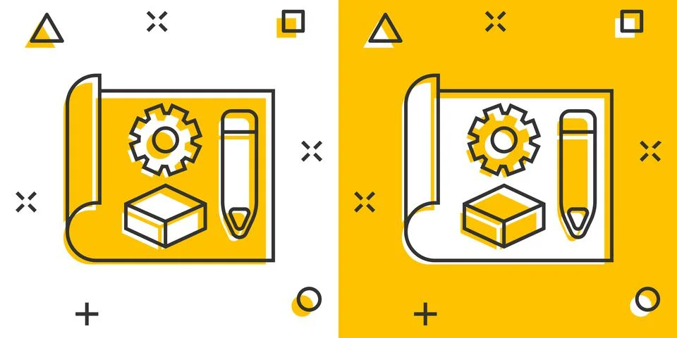 Prototype icon in comic style. Startup cartoon vector illustration on white i イラスト素材