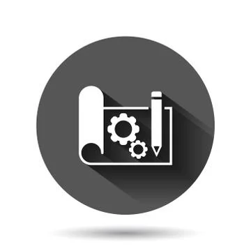 Prototype icon in flat style. Startup vector illustration on black round back Stock Illustration