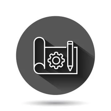 Prototype icon in flat style. Startup vector illustration on black round back Stock Illustration