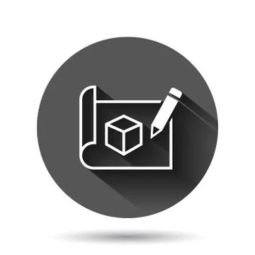Prototype icon in flat style. Startup vector illustration on black round back Stock Illustration