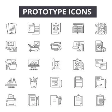 Prototype line icons, signs, vector set, linear concept, outline illustration Illustrazione stock