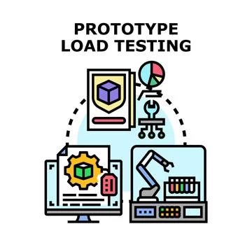 Prototype load testing engineering development process creating Stockillustratie