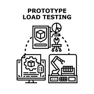 Prototype load testing engineering development process creating Stock Illustration