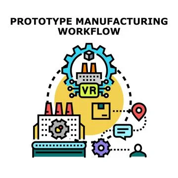 Prototype manufacturing workflow development process illustration 库存插图