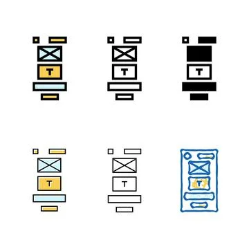 Prototype multistyle ux ui design color icon vector Stock Illustration