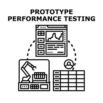 Prototype performance testing with automated analysis and quality control Illustrazione stock