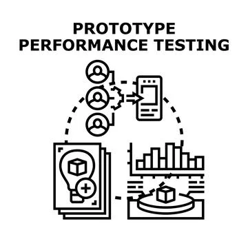 Prototype performance testing concept for product development Stockillustratie
