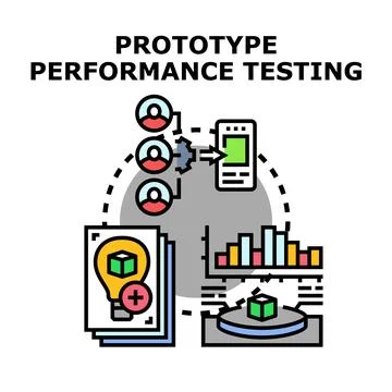 Prototype performance testing concept for product development Stockillustratie