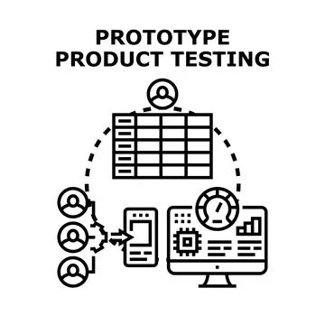 Prototype product testing evaluating user experience and performance Ilustração Stock
