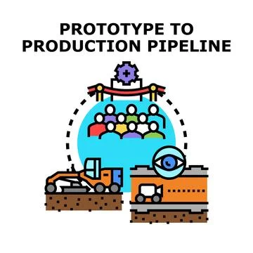 Prototype to production pipeline development process icon Illustration