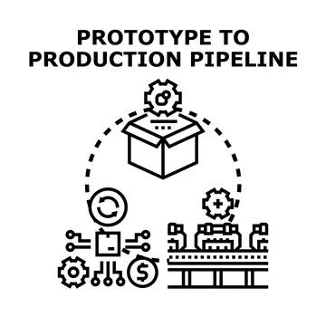 Prototype to production pipeline for product development Stock Illustration