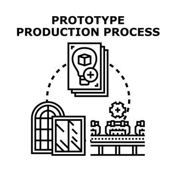 Prototype production process developing new products Illustrazione stock