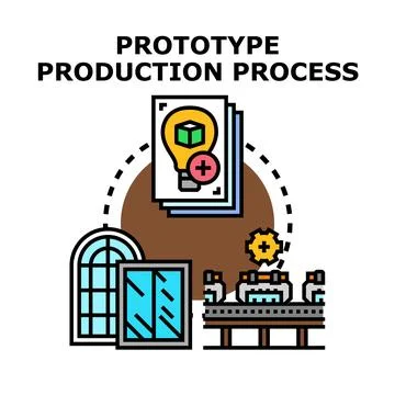 Prototype production process developing new products Stock Illustration