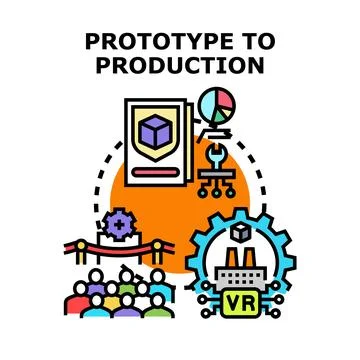 Prototype to production process development and manufacturing concept Stock Illustration