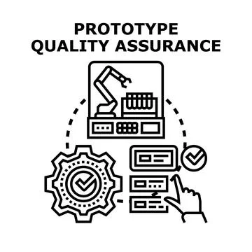 Prototype quality assurance process controlling industrial manufacturing Stock Illustration