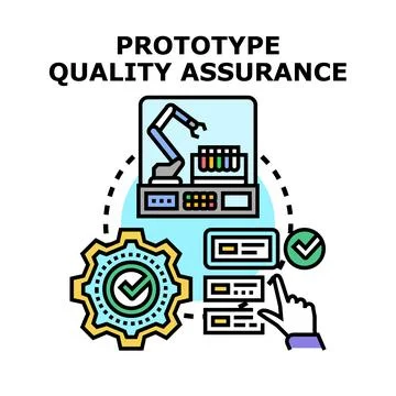 Prototype quality assurance process controlling industrial manufacturing Stock Illustration