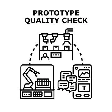 Prototype quality check process for product development Stock Illustration