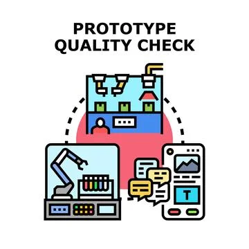 Prototype quality check process for product development Stock Illustration