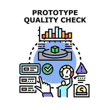 Prototype quality check process for product development Stock Illustration