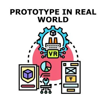 Prototype in real world concept development process Stock Illustration
