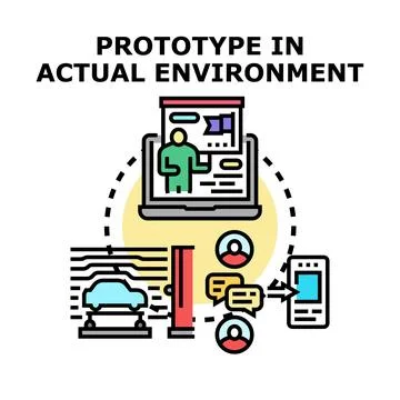 Prototype real world environment testing and user feedback Illustrazione stock