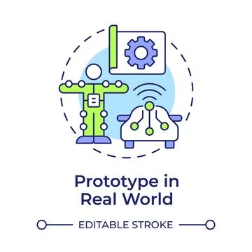 Prototype in real world multi color concept icon Stock Illustration