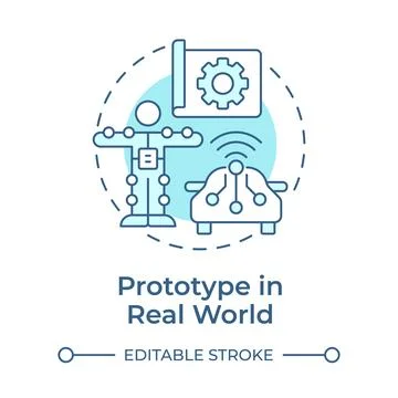 Prototype in real world soft blue concept icon Stock Illustration