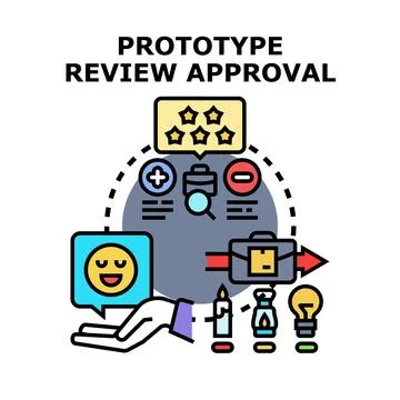 Prototype review approval process for concept development Stock Illustration