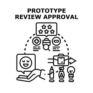 Prototype review approval process for concept development Stock Illustration