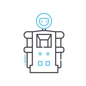 Prototype robot line icon, outline symbol, vector illustration, concept sign Stock Illustration